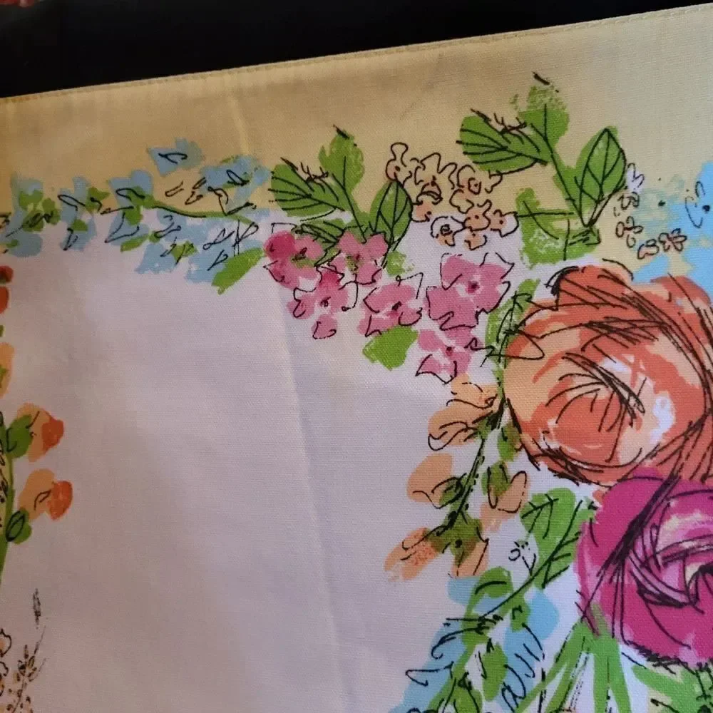 Vintage Pristine '70'S Set Of 2 Vera Neumann Placemats Yellow Flora 17